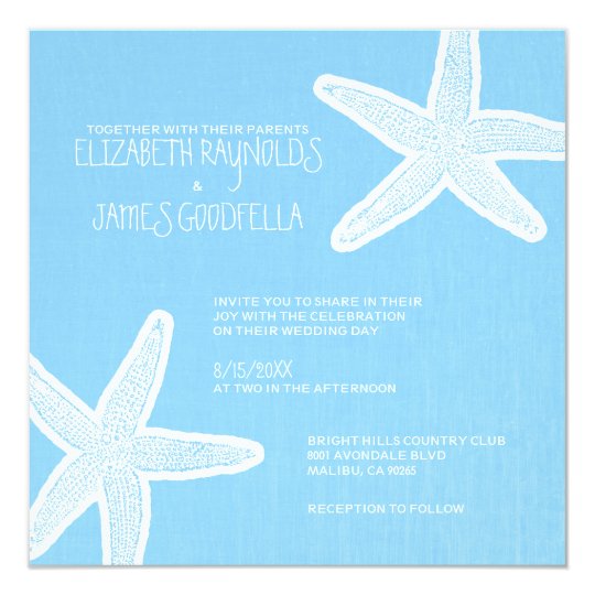 Vintage Starfish Beach Wedding Invitations