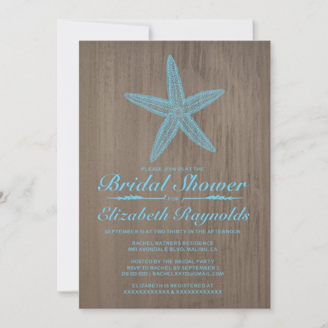Vintage Starfish Bridal Shower Invitations (Front)