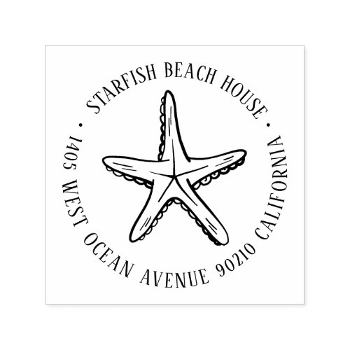Vintage Starfish Custom Name Return Address Self_inking Stamp