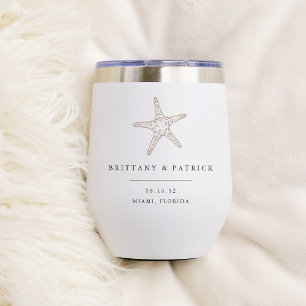Vintage Starfish Destination Wedding Favor Thermal Wine Tumbler
