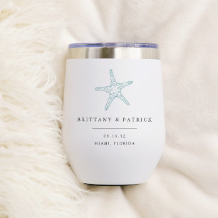 Vintage Starfish Destination Wedding Favor Thermal Wine Tumbler