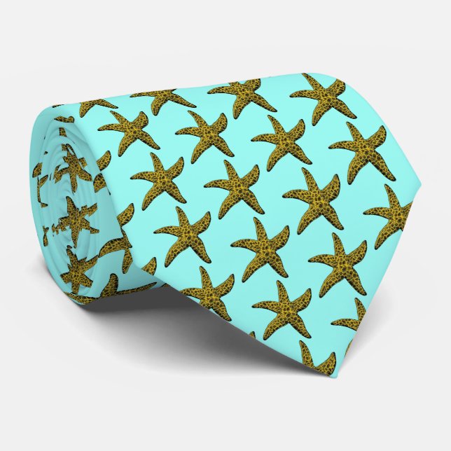 Vintage Starfish Drawing Tie (Rolled)