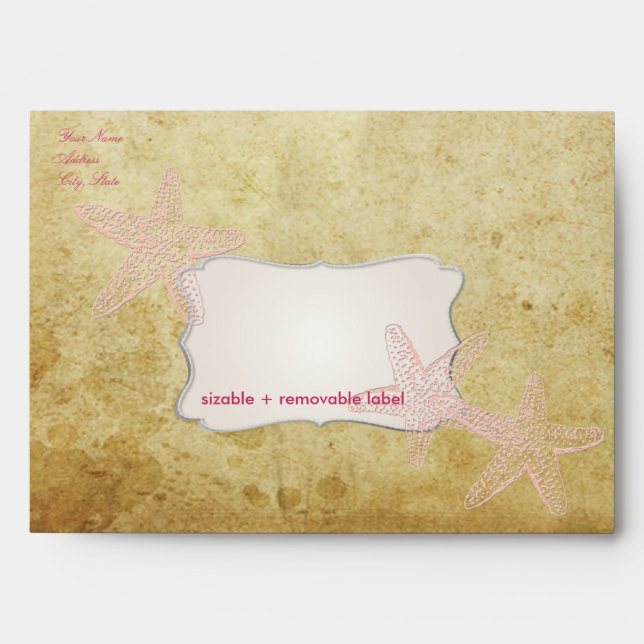 Vintage Starfish, faux parchment Envelope (Front)
