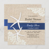 Vintage Starfish Rustic Laced Burlap Bridal Shower Invitation (Front/Back)