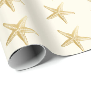 Vintage Starfish Sketch Ivory Wrapping Paper