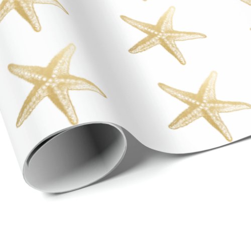 Vintage Starfish Sketch White Wrapping Paper