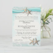Vintage Starfish Tropical Beach Rustic Invitation (Standing Front)