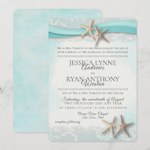 Vintage Starfish Tropical Beach Rustic Invitation