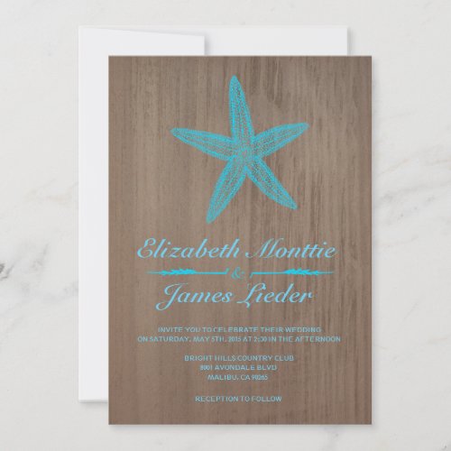 Vintage Starfish Wedding Invitations