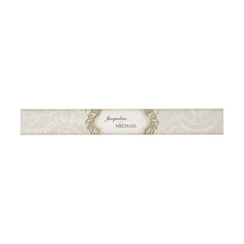 Vintage Stargazer Lily Cream Lace Gold Frame Invitation Belly Band