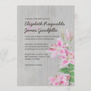 Vintage Stargazer Lily Wedding Invitations