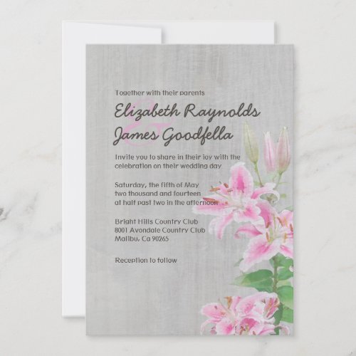 Vintage Stargazer Lily Wedding Invitations