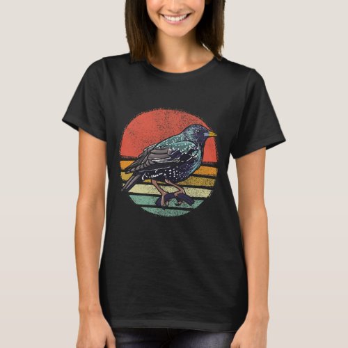 Vintage Starling Bird Animal Retro T_Shirt