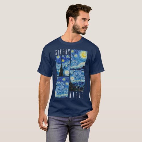 Vintage Starry Night Print Retro Vincent Van Gogh T_Shirt