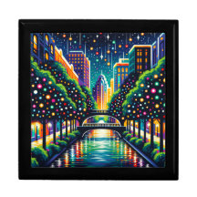"Vintage Starry Night: San Antonio Riverwalk"
