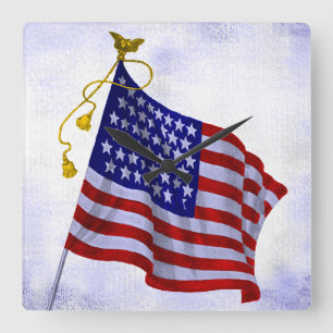 Vintage Stars and Stripes US Flag Clock