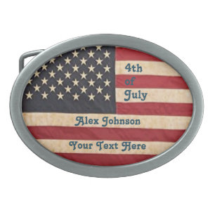 Vintage Stars and Stripes Weathered American Flag Belt Buckle