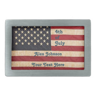 Vintage Stars and Stripes Weathered American Flag Belt Buckle