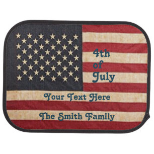 Vintage Stars and Stripes Weathered American Flag Car Floor Mat