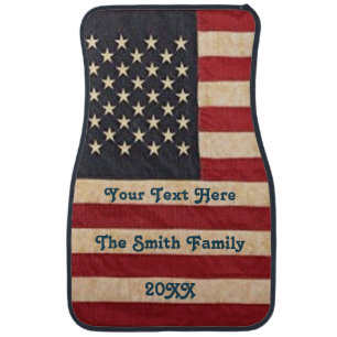 Vintage Stars and Stripes Weathered American Flag Car Floor Mat