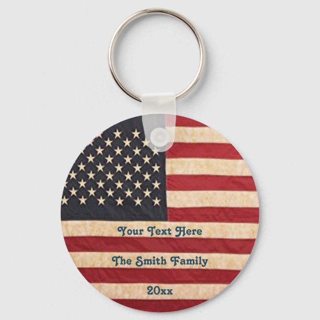 Vintage Stars and Stripes Weathered American Flag Keychain (Front)
