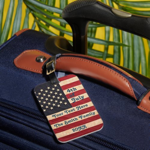 Vintage Stars and Stripes Weathered American Flag Luggage Tag