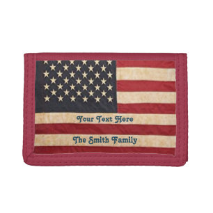 Vintage Stars and Stripes Weathered American Flag Trifold Wallet