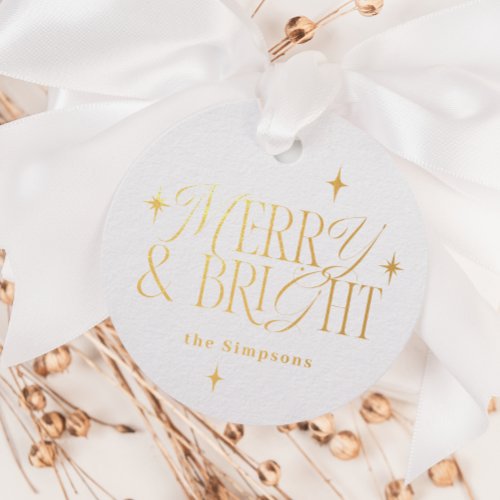 Vintage Stars Merry  Bright Foil Favor Tags