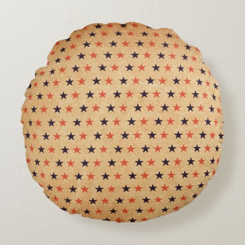 Vintage Stars Old Paper Texture Round Pillow