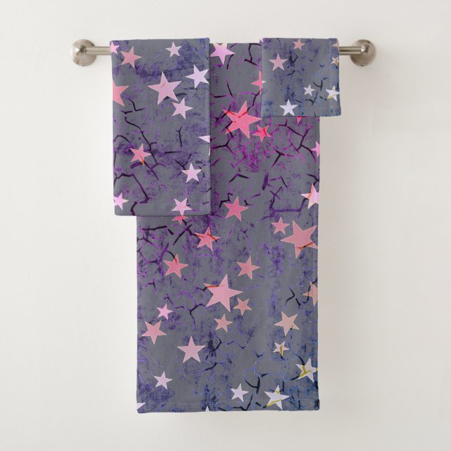 Vintage Stars on Blue Bath Towel Set (Insitu)