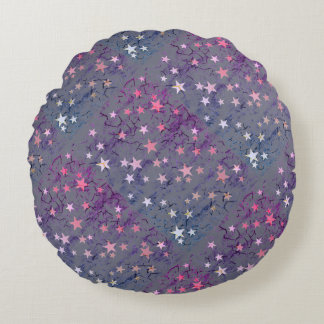 Vintage Stars on Blue Round Pillow