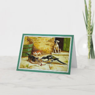 Vintage Starving Animals Christmas Card