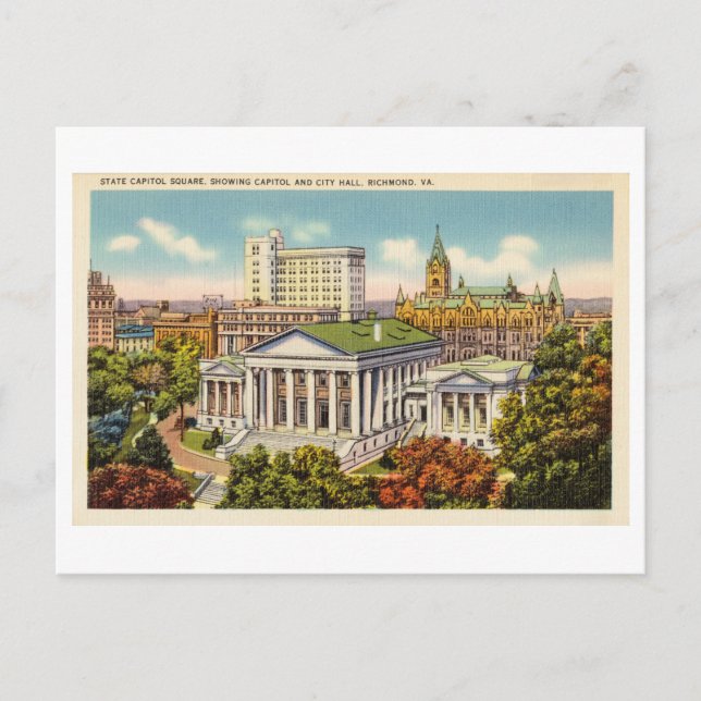 Vintage State Capitol, Richmond, Virginia Postcard (Front)
