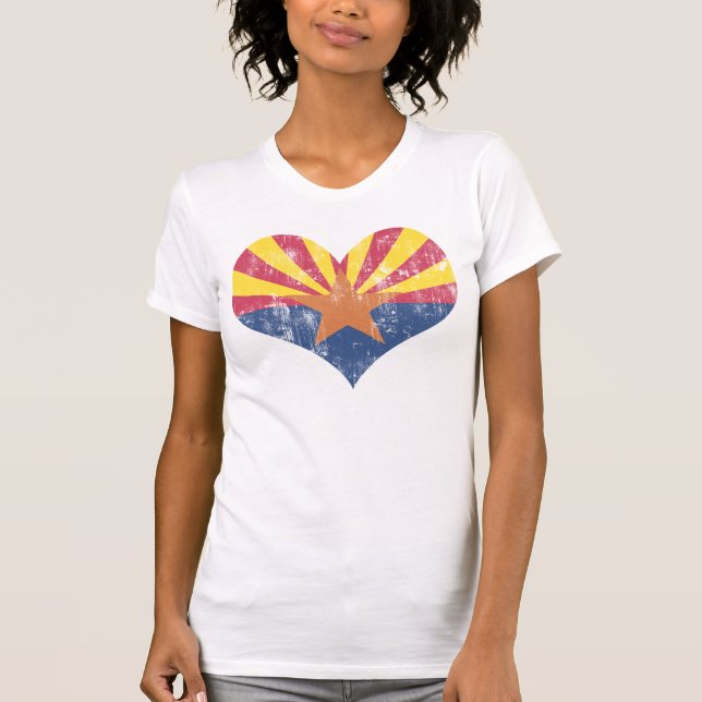 Vintage State Flag of Arizona Heart T-Shirt (Front)