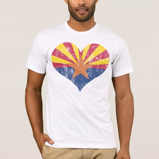 Vintage State Flag of Arizona Heart T-Shirt (Front)