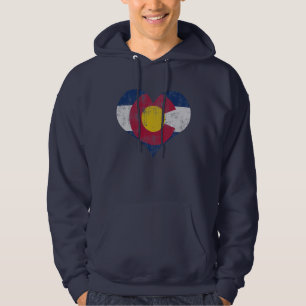 Vintage State Flag of Colorado Heart Hoodie