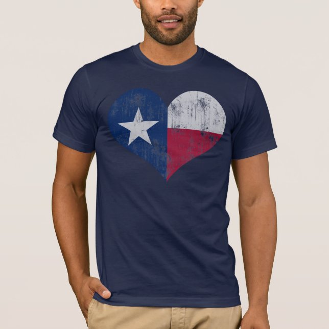 Vintage State Flag of Texas Heart T-Shirt (Front)