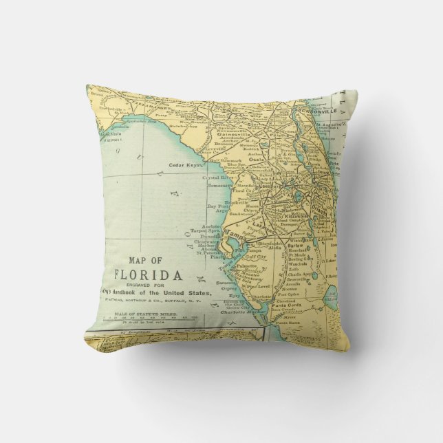 Vintage State Map of Florida Throw Pillow (Front)