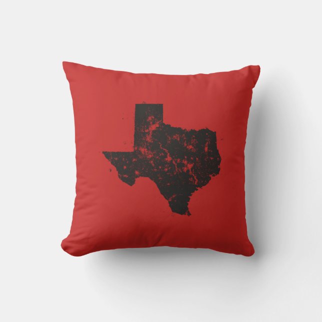 Vintage State Map Silhouette of Texas Throw Pillow (Front)