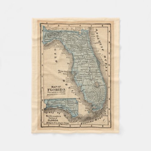 Vintage State of Florida Map Fleece Blanket