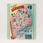 Vintage State of Maine 16x20 Jigsaw Puzzle<br><div class="desc">A vintage colorful postcard map of Maine repurposed on a jigsaw puzzle!</div>