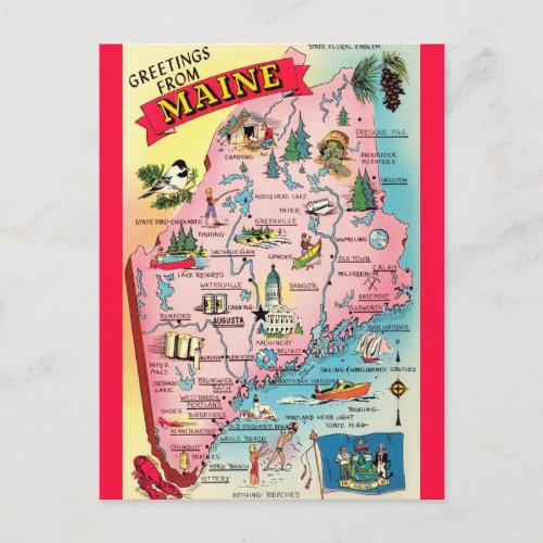  Vintage State of Maine Postcard