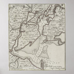 Vintage Staten Island & NYC Harbor Map (1733) Poster
