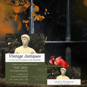 Vintage Statue, Antique Dealer, Store Business Card