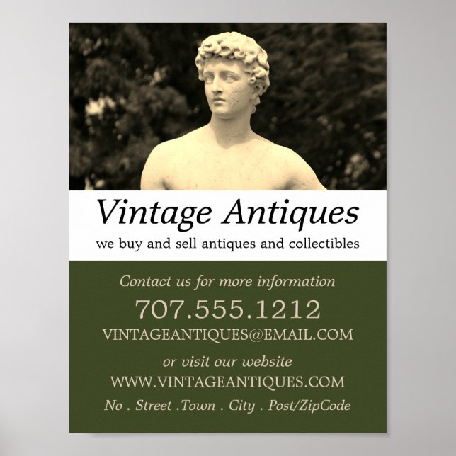 Vintage Statue, Antique Dealer, Store Poster (Front)