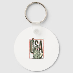 Vintage Statue of Liberty Bubblegum Graphic Tee_1 Keychain
