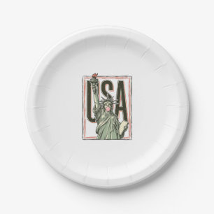 Vintage Statue of Liberty Bubblegum Graphic Tee_1 Paper Plates