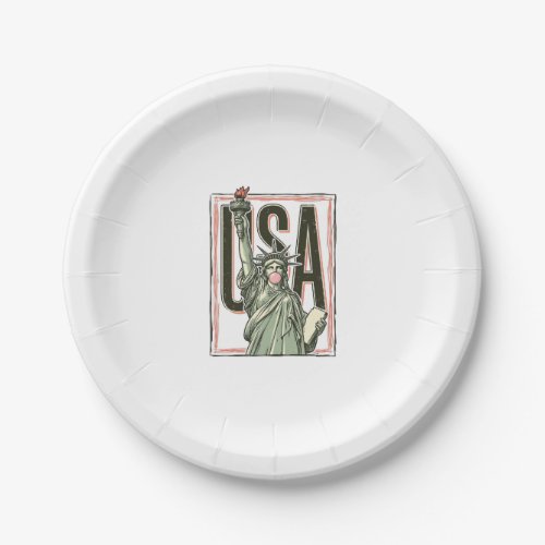 Vintage Statue of Liberty Bubblegum Graphic Tee_1 Paper Plates