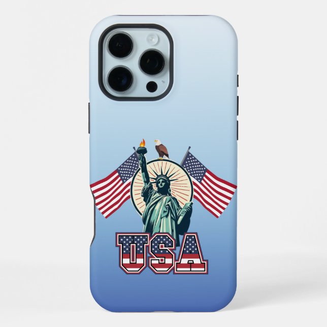Vintage, Statue of Liberty iPhone Case (Back)