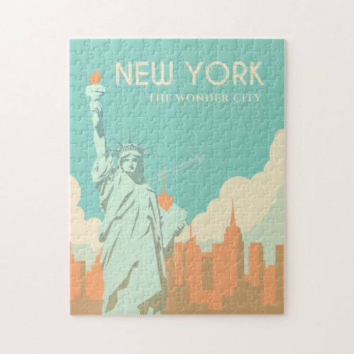 Vintage Statue of Liberty New York City Travel Jigsaw Puzzle